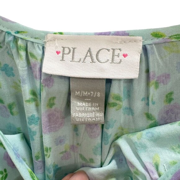 The Children's Place Girls Cold Shoulder Dress M (7/8) Floral Belted Blue‎ - Picture 4 of 10